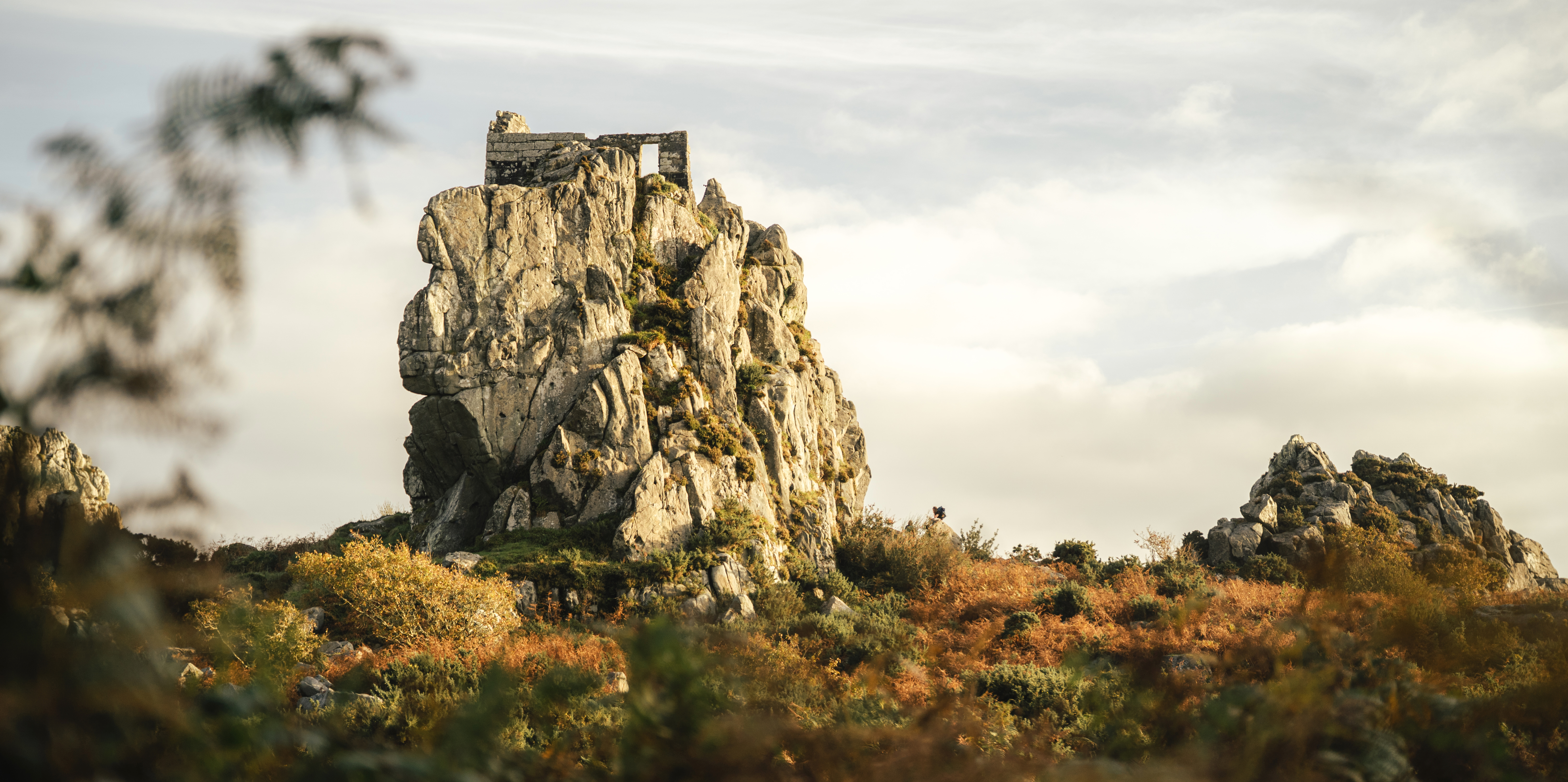 Oblique aerial view of Roche Rock